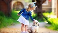 pic for Little Girl With Cute Puppy 